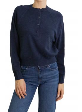 Maglione con bottoni girocollo tinta unita 